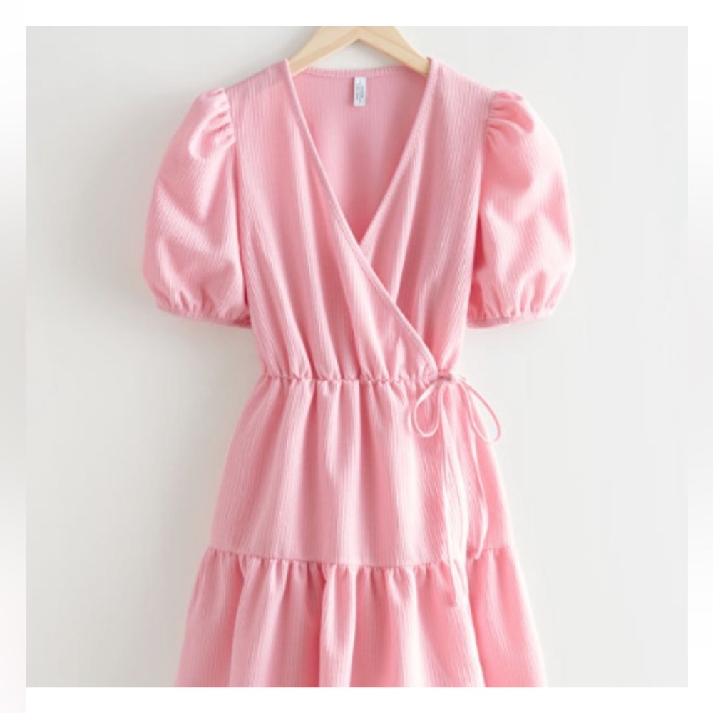 & Other Stories Wrap Mini Dress Baby Pink Size S (fits both S, M)